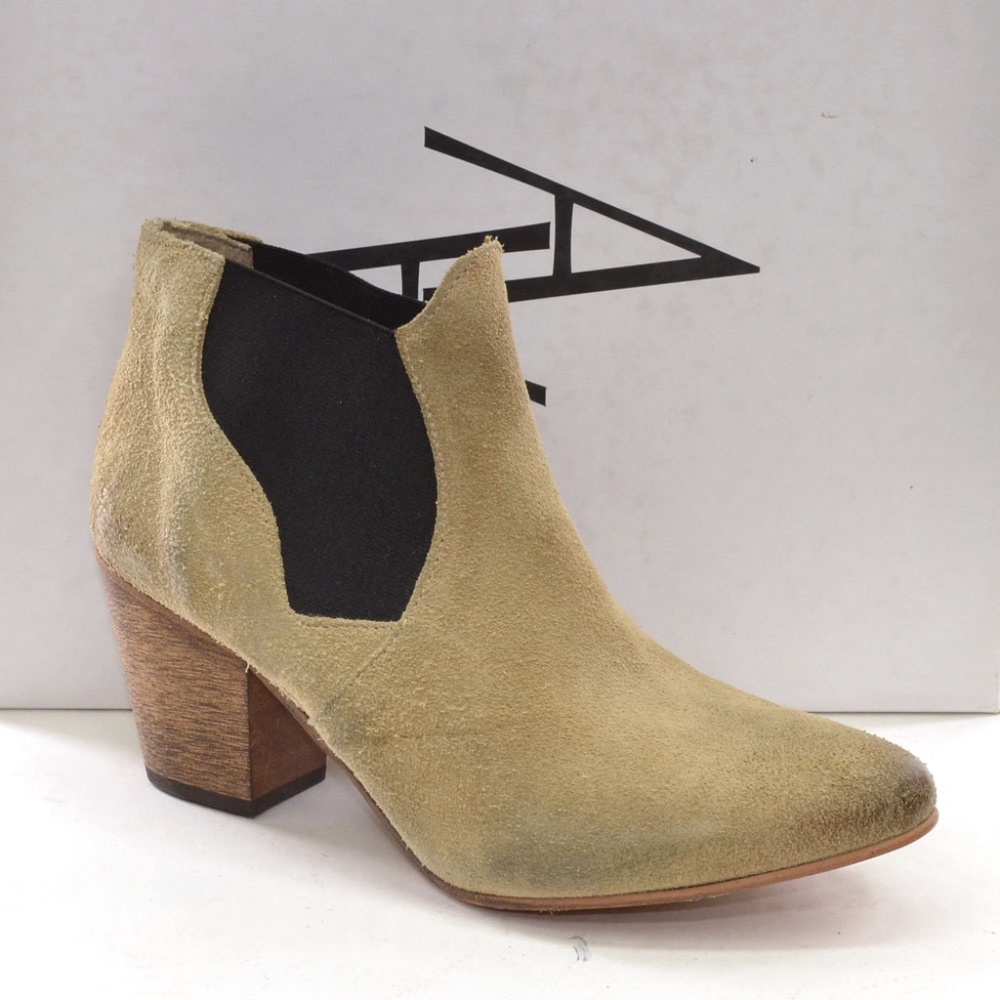 Anthropologie AA Copenhagen Celine Distressed Suede Heeled Ankle Boots 37 New